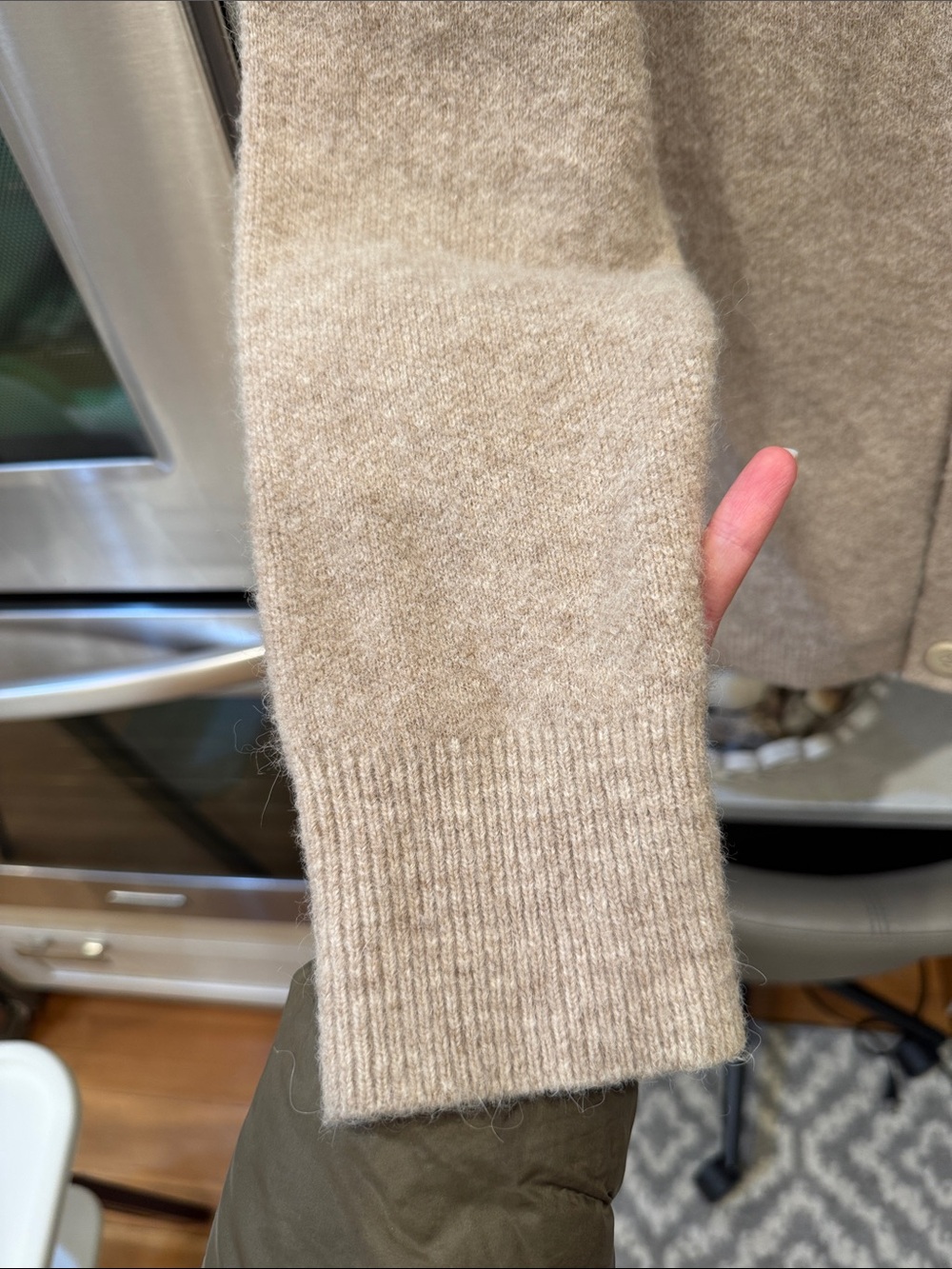 Men's Lululemon Alpaca Wool Blend Oatmeal Cardigan Sweater - Picture 7 of 15
